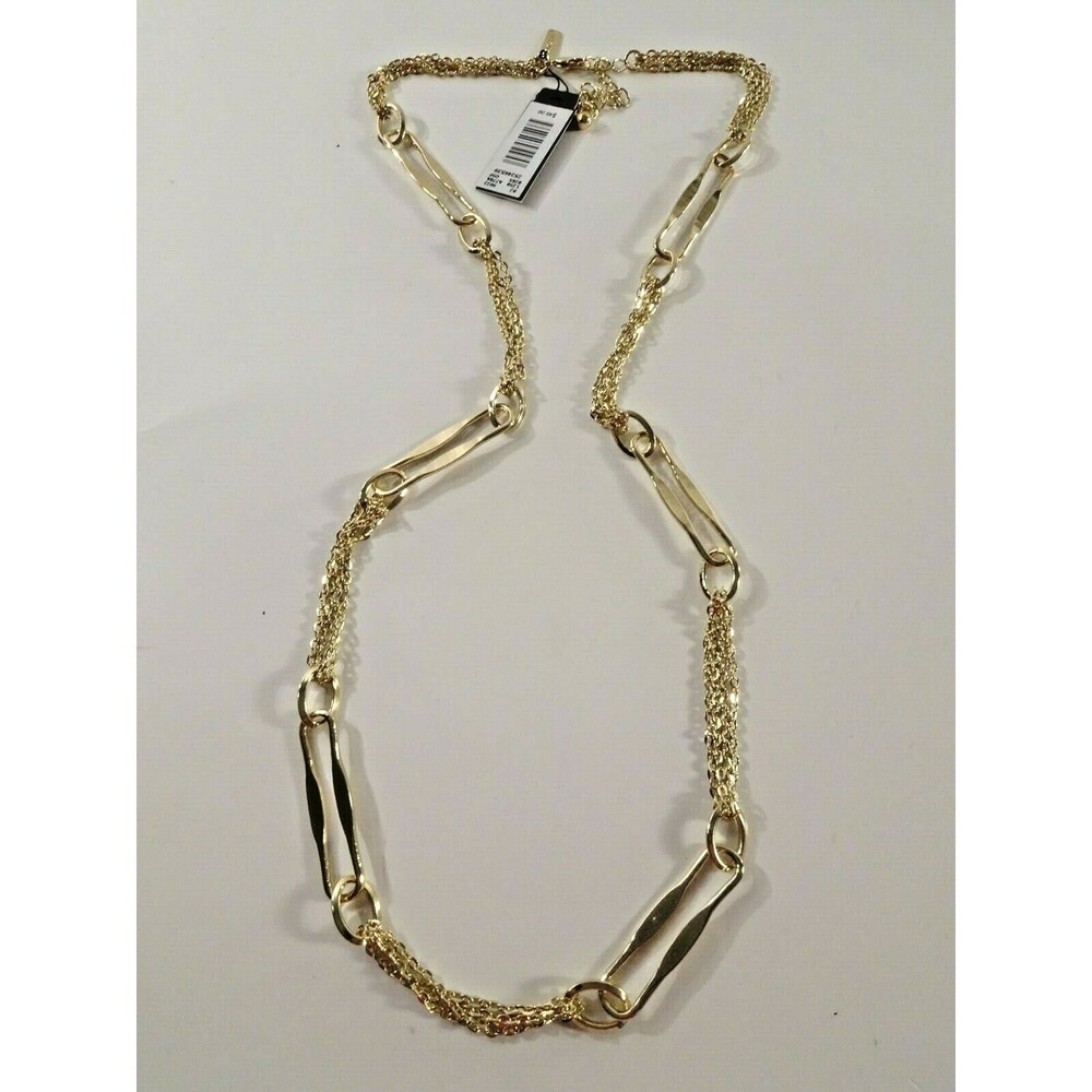 Cache Women's Open Link Double Chain Long Link Layering Necklace NWT 59 GOLD